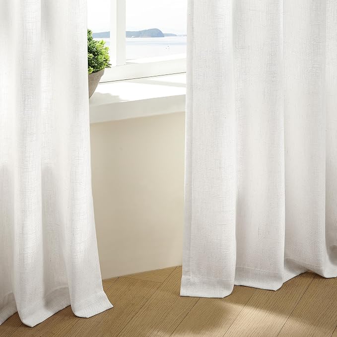 Beige White Pinch Pleated Linen Curtains 2 Panels 108 Inches Long | 400GSM - Image 7