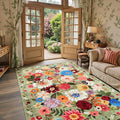Green Floral Area Rug 3x5 for Bedroom Entryway | Ultra-Thin Non Slip Machine by WelcometoBabovid