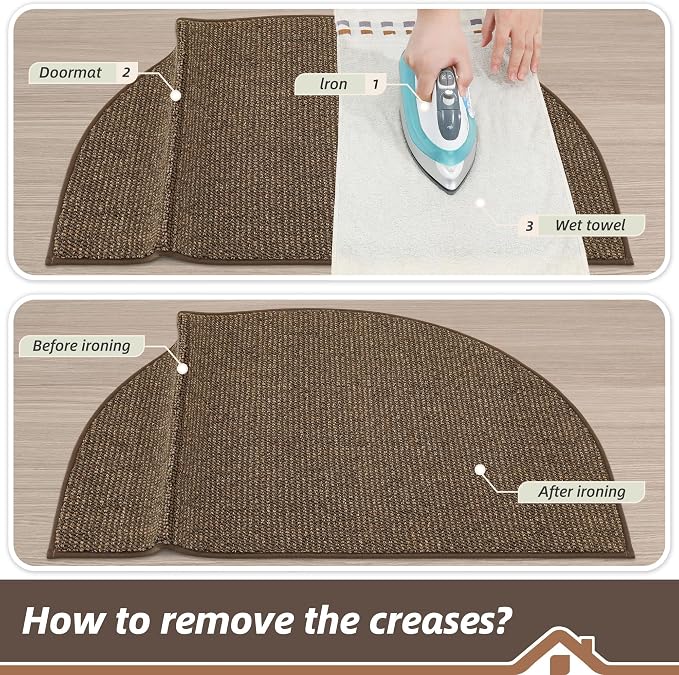 BEQHAUSE Dirt Trapper Door Mat 24" x 36" Half Circle Non Slip Rugs, Absorbent - Image 9