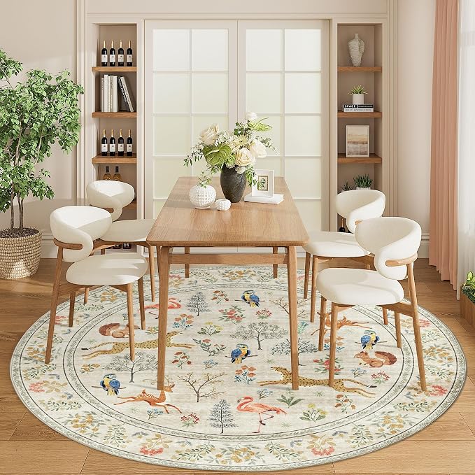 DUKINO 6ft Round Rug for Bedroom, Washable Soft Non Slip Circle Rug, Stain - Image 6