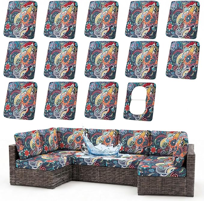Waterproof Outdoor Cushion Covers, Stretch Patio Slipcovers | UV Resistant by hyha