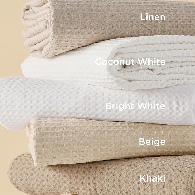 Bedsure Cotton Duvet Cover Queen Size - 100% Cotton Waffle Weave Beige Duvet Cover Queen Size, GentleSoft™ and Breathable Bedding Set for All Season, 3 Pieces, 90"x90"