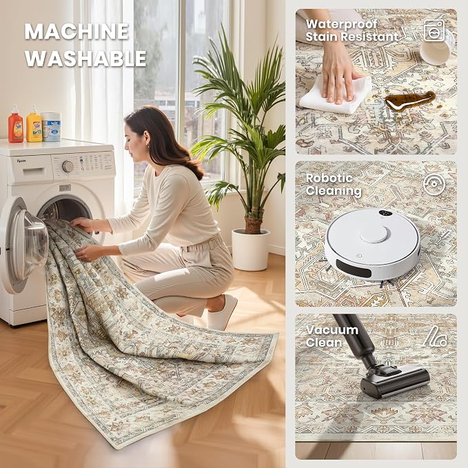 9x12 Area Rugs for Living Room, Large Washable Rug, Dining Room, Low Pile - Image 5