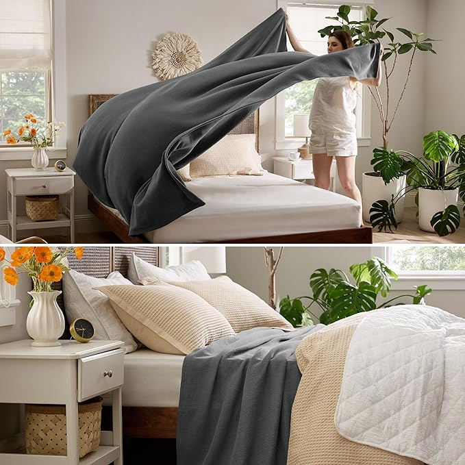 Bedsure GentleSoft 100% Cotton Blanket King Size - Image 4