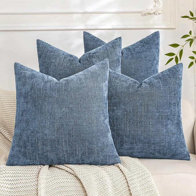 Set of 4 Soft Textured Decorative Throw Pillow Covers 18x18 Inch Cozy Farmhouse by Cozoomy