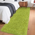 2x6 Bedside Area Rugs for Bedroom Soft Fluffy Shag Green Rug for Hallway by JiaoBaba