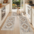 Madane Washable Kitchen Rug Set of 3 Small Area Rugs Non-Slip Turmeric/Grey | by Madane