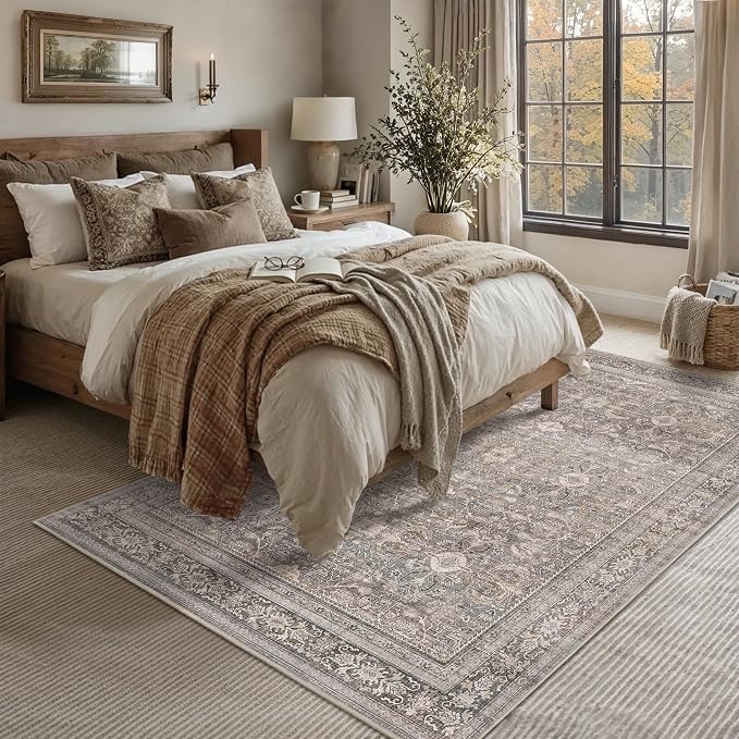 Schweek 6x9 Area Rug Washable Neutral Rug Non Slip - Image 3