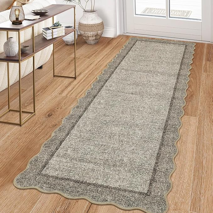 GarveeHome Scalloped Washable 2x10 Kitchen Runner Rug Non Slip by GarveeHome