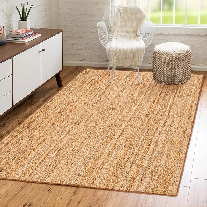 Hausattire Jute Braided Area Rug, 3x5 ft | 100% natural jute, hand woven - Image 5