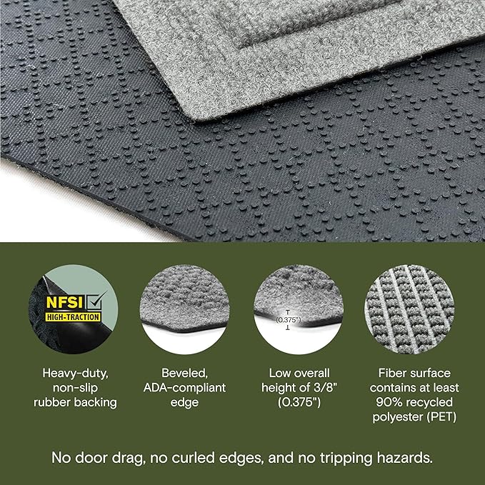 WaterHog Squares Front Door Mat Indoor Outdoor Entrance, All-Weather Mats | - Image 3