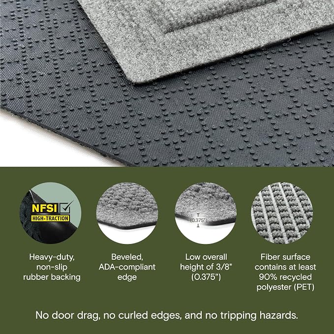 WaterHog Squares Front Door Mat Indoor Outdoor Entrance, All-Weather Mats | - Image 3