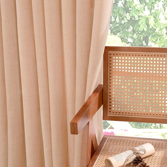 YoungsTex Peach Linen Curtains 84 Inch Length - Image 9