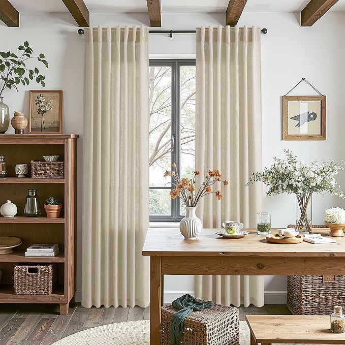 Eggshell Beige Linen Curtains 96 Inches Long - Image 8