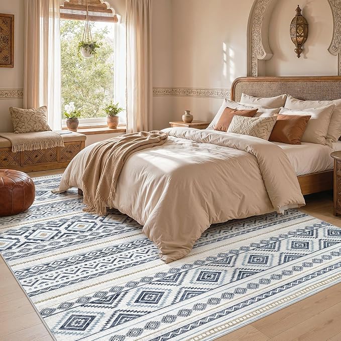 cotiled Boho 9x12 Area Rug for Living Room: Large Moroccan Washable Rug | Solve - Image 6