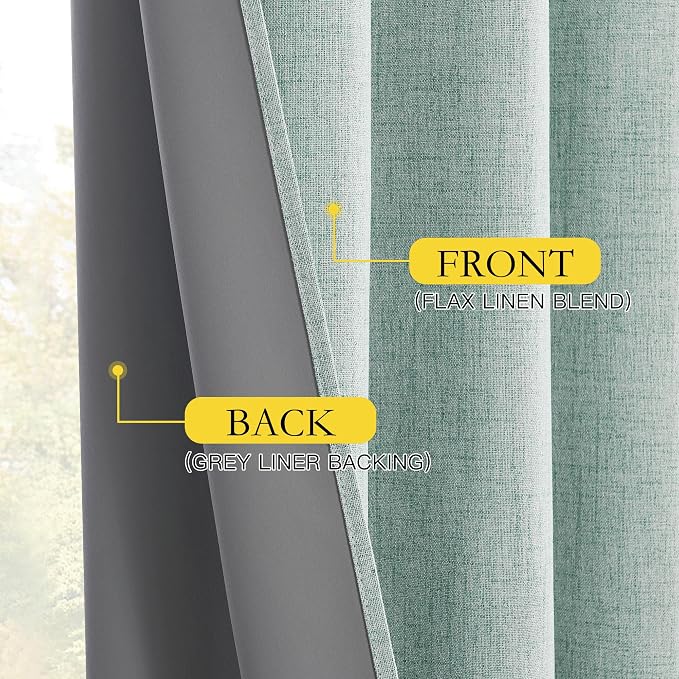 NICETOWN Seafoam Green 100% Blackout Back Tab Curtains 84" Long 2 Panels - Image 7