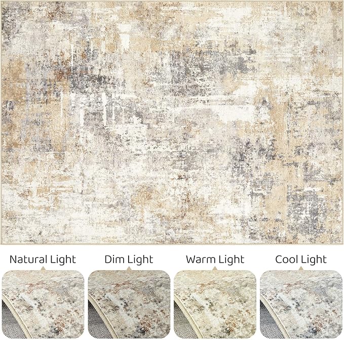 LOONGRUG Runner Rug 2x4 Washable Non-Slip Neutral Modern Abstract Rug | Soft - Image 7