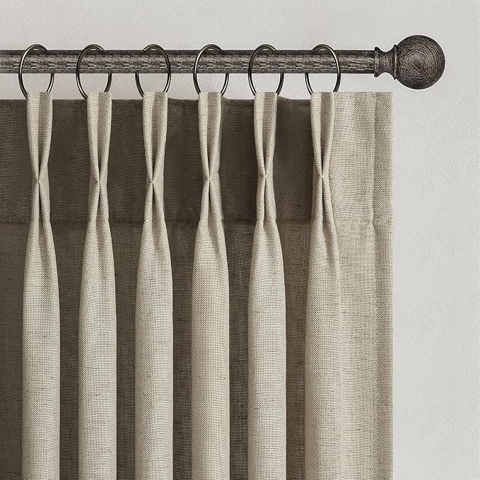 100 Inches Long Pinch Pleated Semi Sheer Curtains by Topfinel