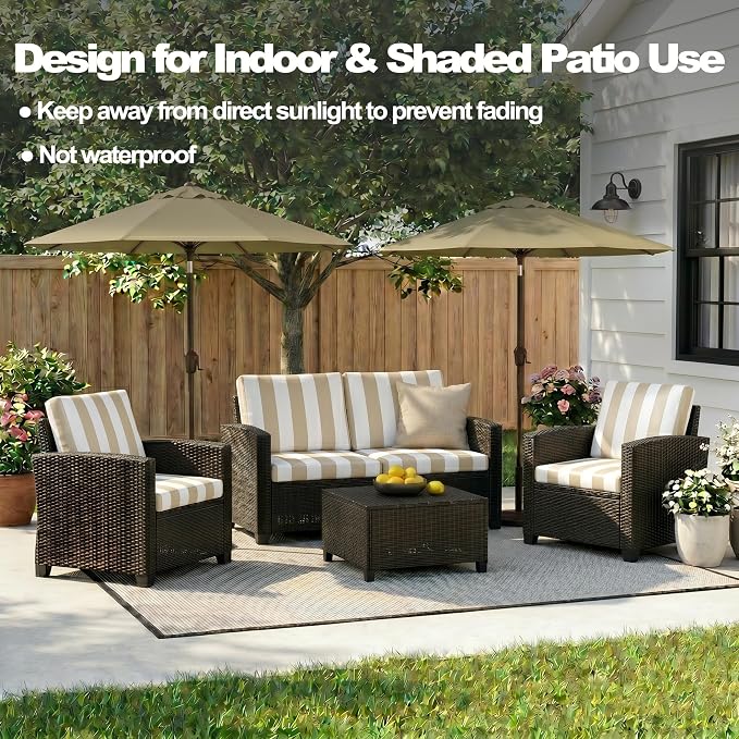 CALBODE 8 Pcs Outdoor Seat Cushion Covers, Striped Stretch Chair Seat Cover - Image 5