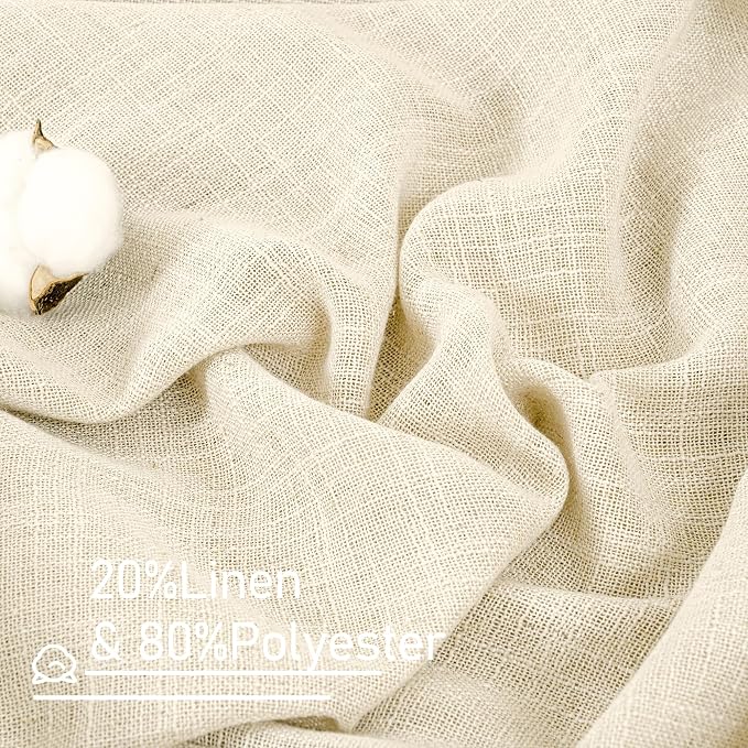 48 Inch Length Beige Sheer Linen Curtains - Image 2