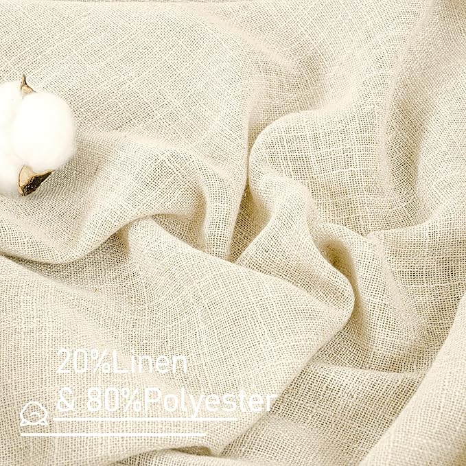 Beige Linen Curtains 45 Inches Long - Image 2