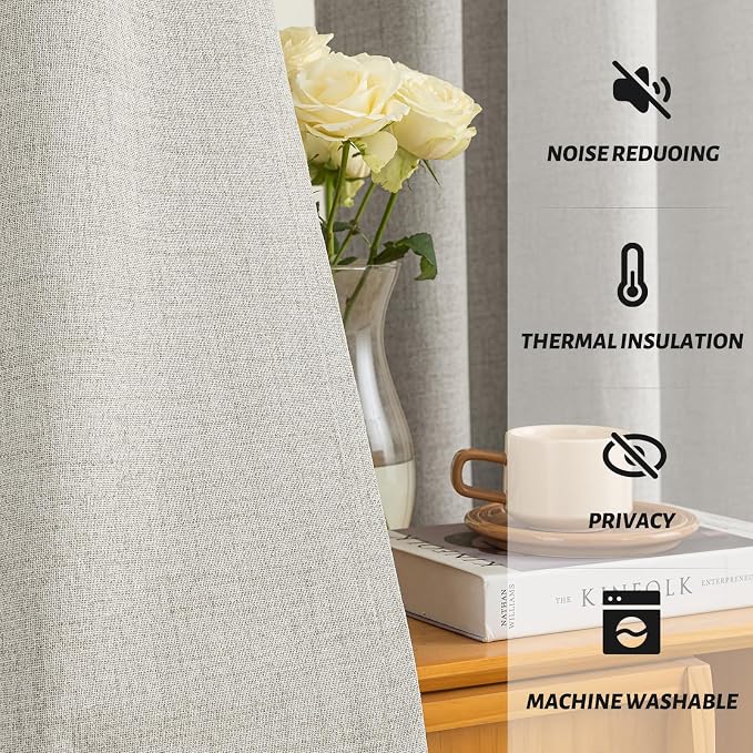 Yakamok Oatmeal Linen Textured Curtains 90 Inches Long - Image 5