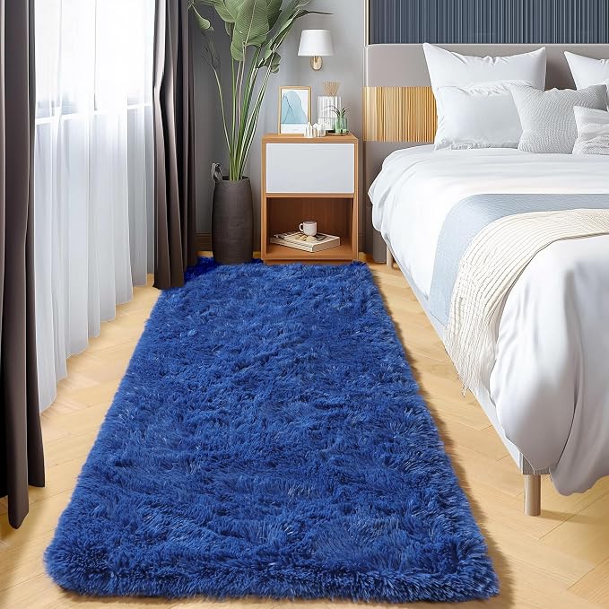 Navy Blue Runner Rugs for Boys Bedroom Living Room, Fluffy 2x6 Area Rug | Soft - Image 8