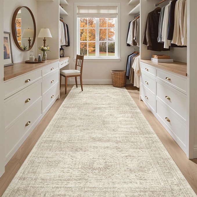 Soalmost Washable 4x12 Hallway Runner Rug Non-Slip Kitchen Entry Rugs Beige | - Image 4