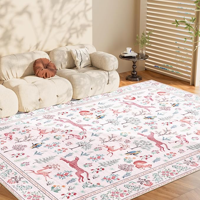 DUKINO 8x10 Area Rugs, Washable Soft Animal Bedroom Rug Non Slip, Low Pile - Image 9