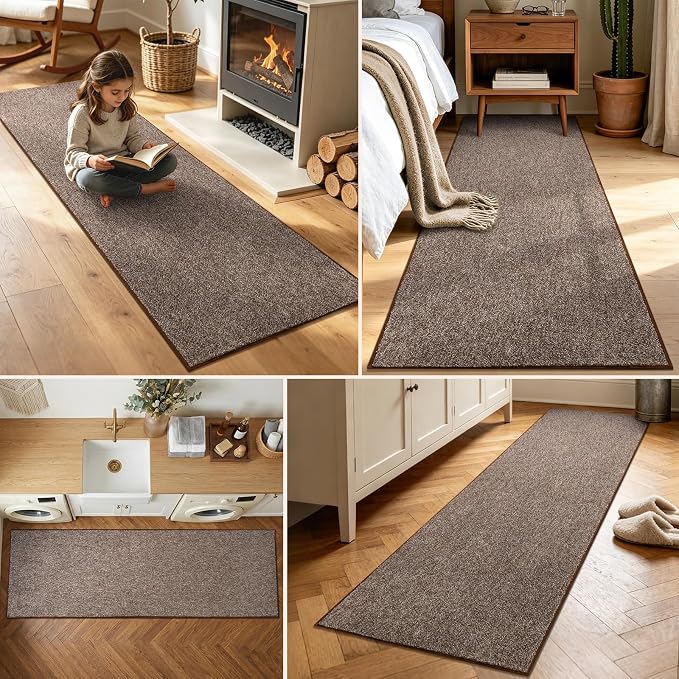 2x8 Coffee/White Runner Rug Washable Non-Slip - Image 3