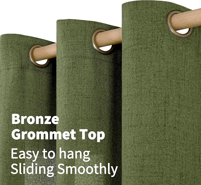 YoungsTex Olive Linen Curtains 72 Inch Length 2 Panels - Image 5