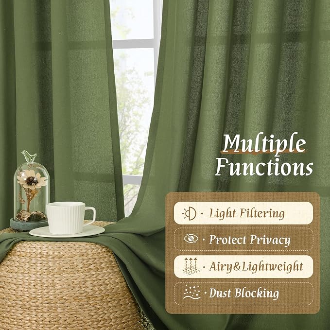 Light Filtering Linen Curtains 84 inch - Image 9