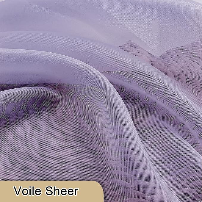 72 Inch Light Purple Sheer Curtains & Panels Set of 2, Airy & Breathable Solid - Image 8
