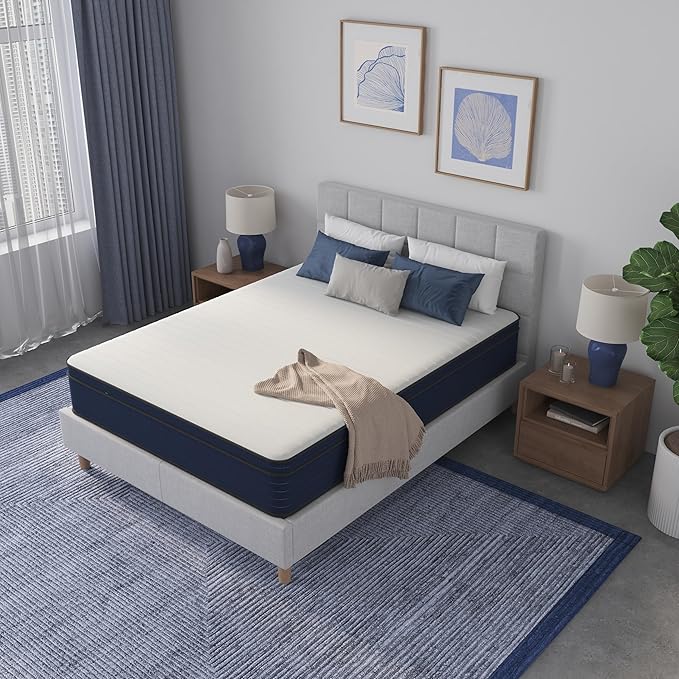 NapQueen Queen Size, 12 Inch New Victoria Hybrid Cooling Gel Infused Pocket Spring and Memory Foam Mattress, Bed in a Box, CertiPUR-US Certified