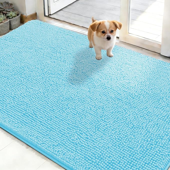 OLANLY Dog Door Mat for Muddy Paws 48x30, Super Absorbent Chenille Mud Mat | by OLANLY