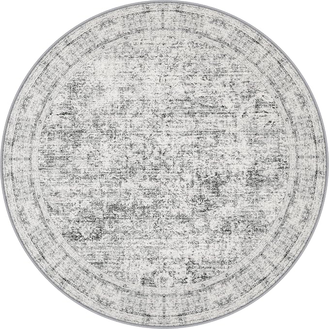 Round Area Rug Living Room: 4 ft Modern Washable Indoor Carpet | by FXRHLP