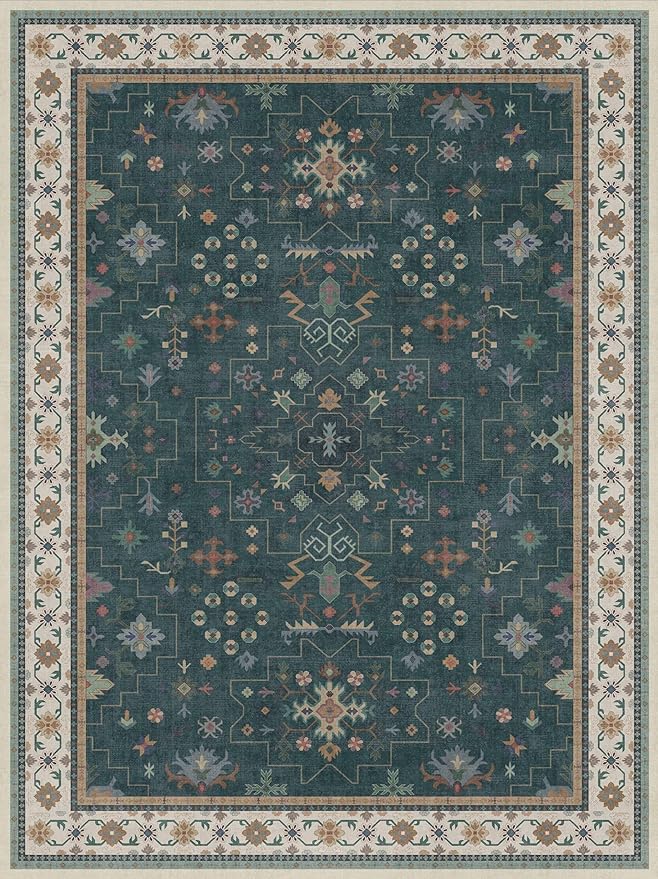 Dark Green Vintage Living Room Rug 9x12 - Image 3