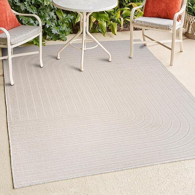 Eyely NCS101A-15 Scandinavian Odense Minimalist Angle Geometric Indoor Rug, Pet Friendly, Non-Shedding, Stain Resistant, Easy-Cleaning, Ivory/Cream, 12 ft. x 15 ft., Indoor/Outdoor, Area Rug