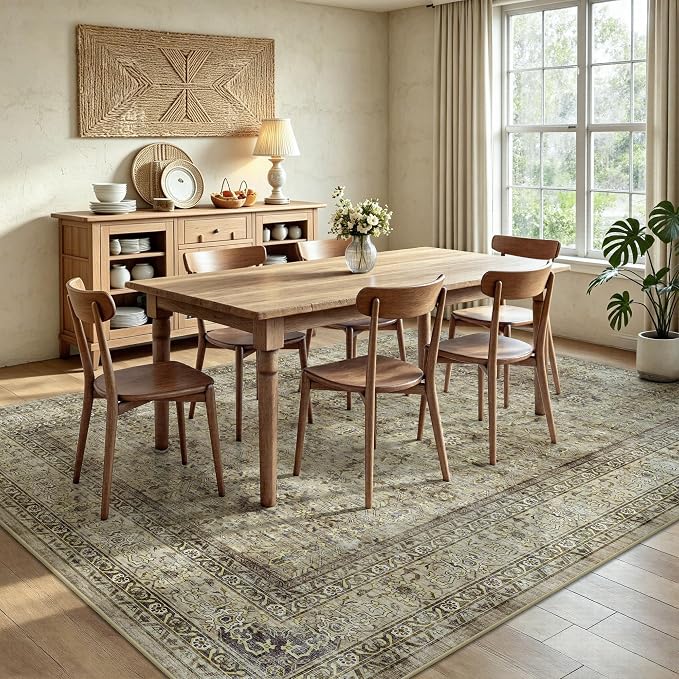 6x9 Area Rugs - Washable Vintage Retro Living Room Rug, Soft Ultra Thin Non - Image 4