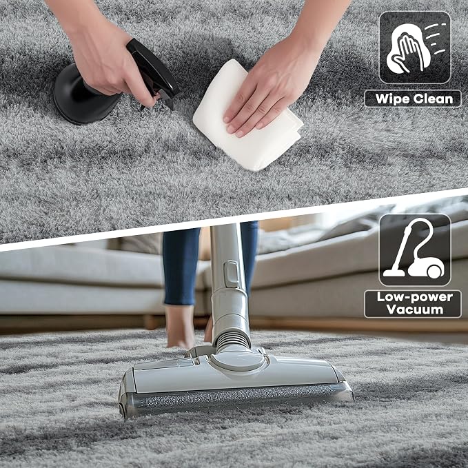 5x7 Grey Fluffy Soft Area Rug Non-Slip - Image 5