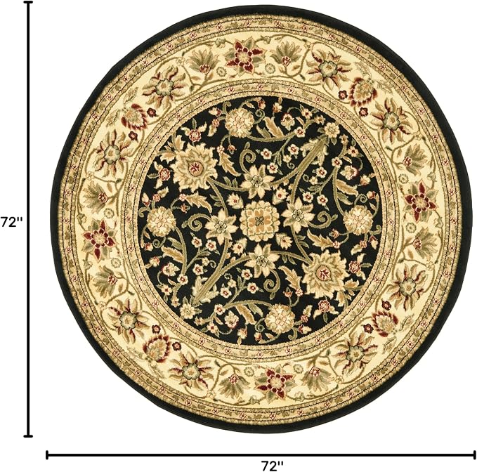 SAFAVIEH Lyndhurst Collection 6' Round Black/Ivory LNH212A Traditional Oriental - Image 2