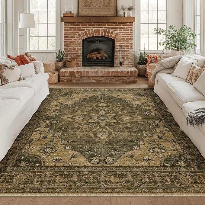 RELEANY Washable Area Rug, Square 8'x8', Water Repellent, Pet Friendly by RELEANY