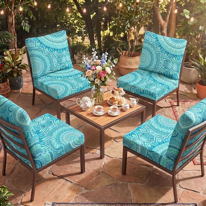8Pcs Patio Cushion Covers Stretch Outdoor Furniture Protector Slipcovers | - Image 6