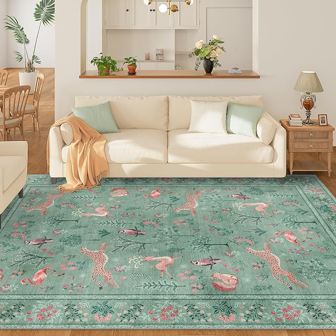 DUKINO 5x7 Area Rugs, Washable Animal Rug - Image 4