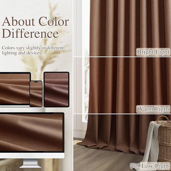 100% Blackout Curtains 90 Inch Length 2 Panels Set - Image 7