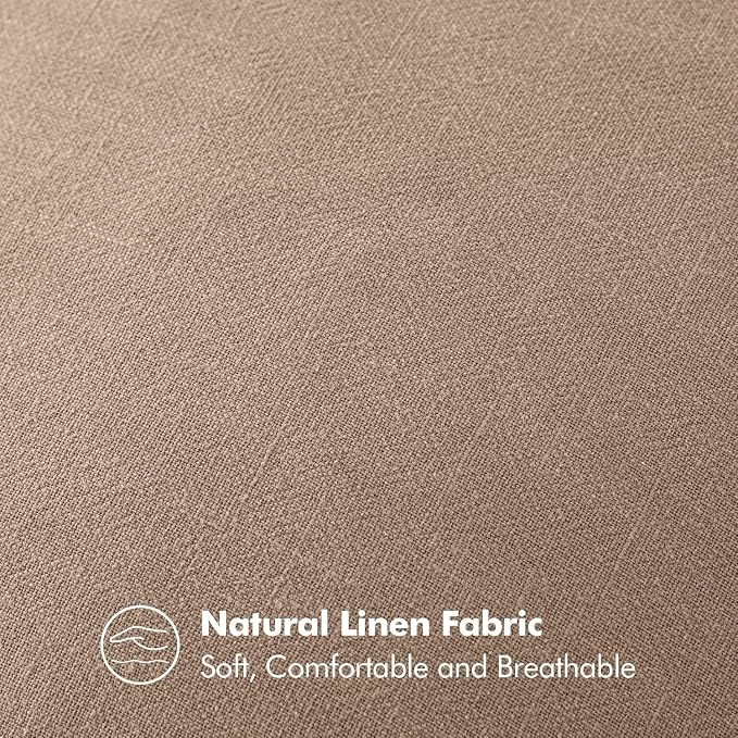 MIULEE Decorative Linen Pillow Covers 20x20 Inch Camel | Boho Farmhouse​ - Image 3