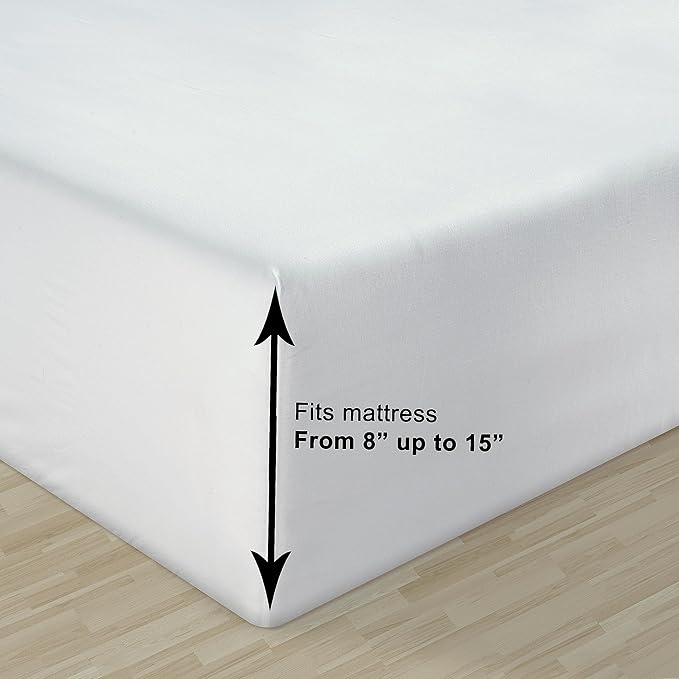 LANE LINEN 100% Organic Cotton White Twin XL Sheets Set, 3-Piece Pure Organic Cotton Percale Sheet, Extra Long Twin Sheets, Ultra Soft Bedding Sheet, Fits Mattress Upto 15" Deep - White (2Pack)