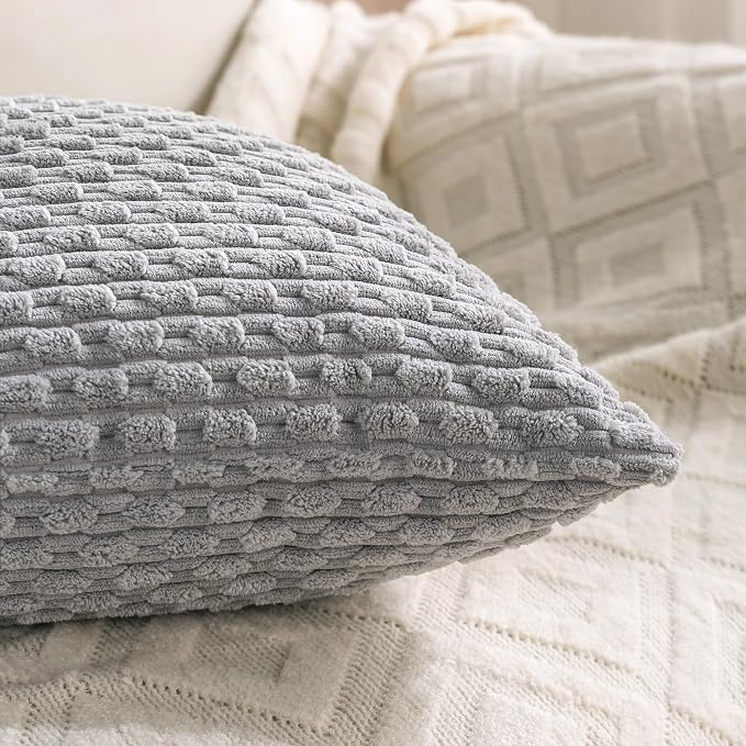 Set of 4 Grey Decorative Throw Pillow Covers 12x20 Inch Corduroy Pillow Covers - Image 6