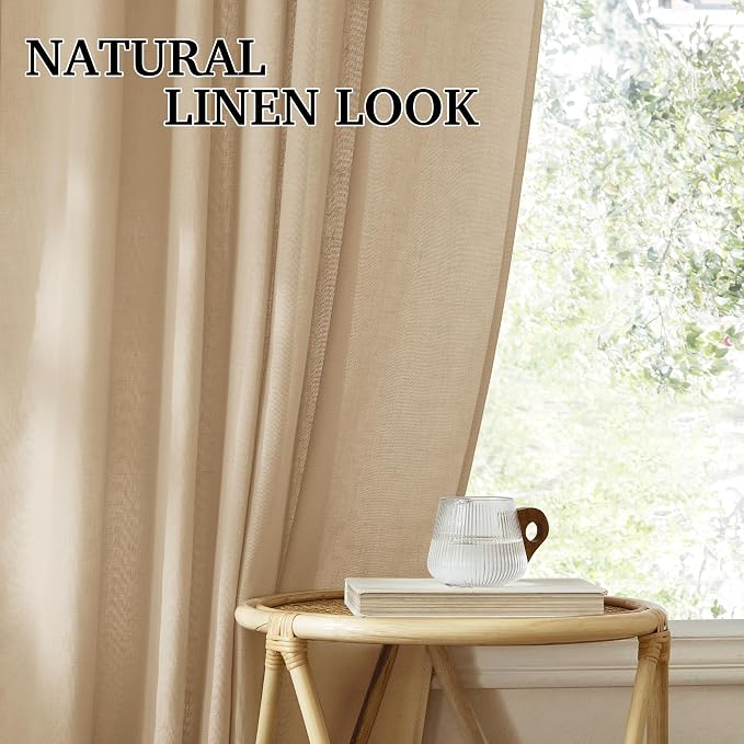 RYB HOME Linen Semi Sheer Curtains - Image 6