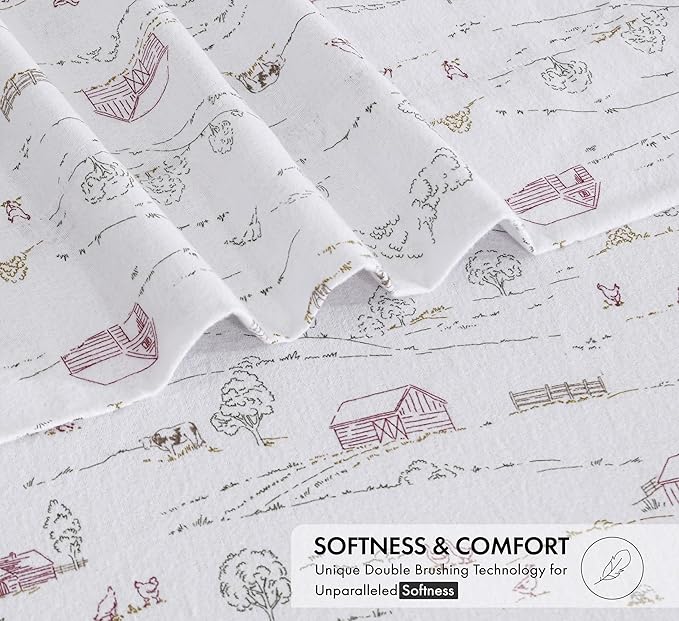 RUVANTI Flannel Sheets Twin Size - 100% Cotton Double Brushed Twin Sheets Set, Deep Pockets 16 Inches, All Seasons Breathable & Extra Soft Bed Sheets, Warm & Cozy, 3 Piece, Rustic Homestead